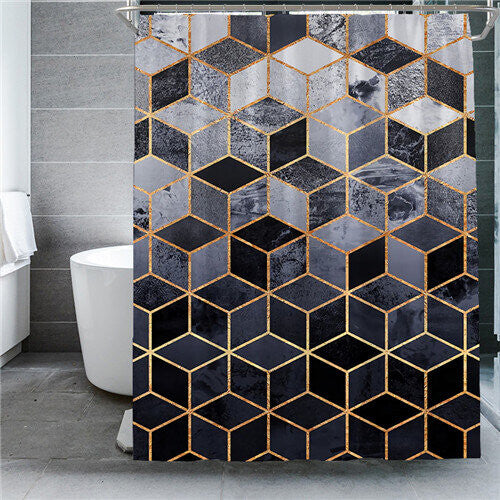 (02, 150*180cm/59*70.8in) Marble Shower Curtain 3D