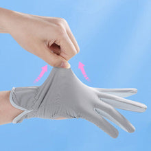 (03) Summer Sunscreen Gloves Women Thin Ice Silk Anti-Ultraviolet Dew Finger Touch Screen Driving Riding Non-Slip Breathable