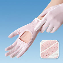 (03) Summer Sunscreen Gloves Women Thin Ice Silk Anti-Ultraviolet Dew Finger Touch Screen Driving Riding Non-Slip Breathable