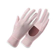 (04) Summer Sunscreen Gloves Women Thin Ice Silk Anti-Ultraviolet Dew Finger Touch Screen Driving Riding Non-Slip Breathable