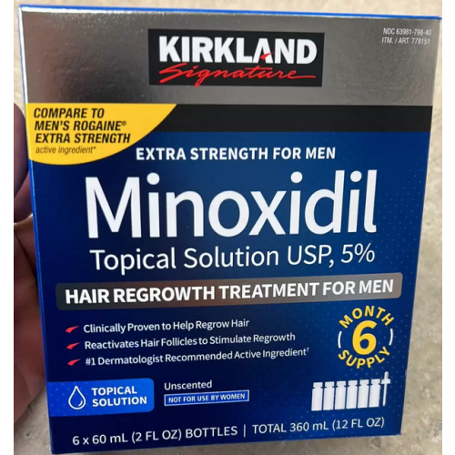 (1 Month) Kirkland Hair Regrowth Treatment 5% Minoxidil  for Men - 6 Months Supply