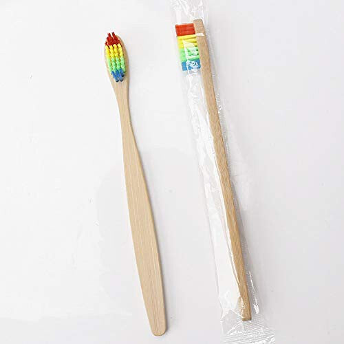 10-20Pcs Bamboo Toothbrush 100% Natural Organic Medium BPA-Free Bristles (10 Pack, Rainbow)