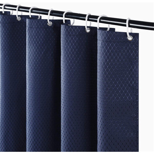 (100x200cm) Waffle Shower Curtain Dark Blue Bathroom Curtain Quick Dry Mildew Waterproof