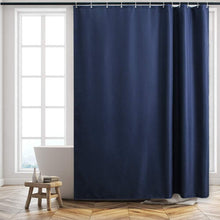 (100x200cm) Waffle Shower Curtain Dark Blue Bathroom Curtain Quick Dry Mildew Waterproof