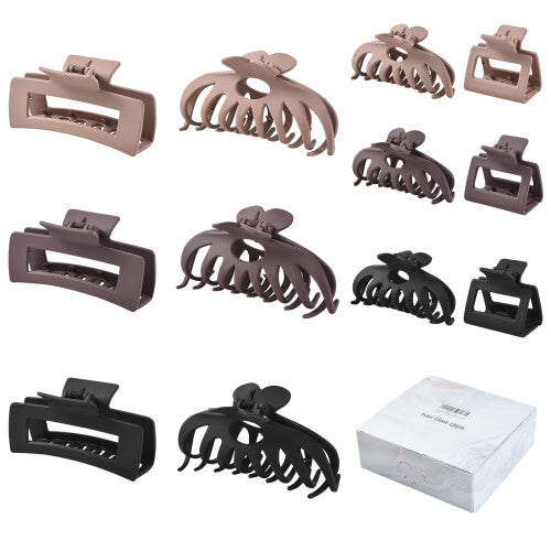 12 Pack Hair Claw Clips include 4.1 inch Large Clip and 2 inch Small C