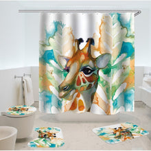 1/3/4 Pcs Giraffe Waterproof Bathroom Shower Curtain Toilet Cover Mat Nonslip Rug Set Bath accessories