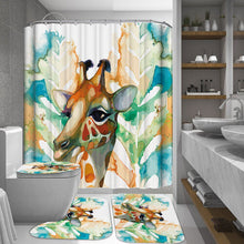 1/3/4 Pcs Giraffe Waterproof Bathroom Shower Curtain Toilet Cover Mat Nonslip Rug Set Bath accessories