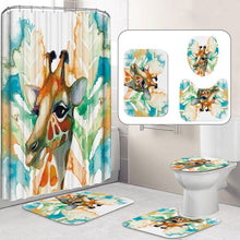 1/3/4 Pcs Giraffe Waterproof Bathroom Shower Curtain Toilet Cover Mat Nonslip Rug Set Bath accessories