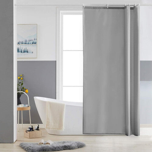 (150x180cm) Grey  Shower Curtain Waterproof Mildew Resistant Bathroom Curtains with Plastic Hooks