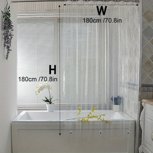 (180*180) Transparent Shower Curtain, Waterproof Shower Curtain With Rust Resistant Grommets And Hooks