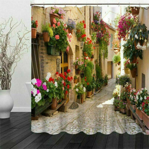 (180*200cm) Waterproof Shower Curtain Nature Scene 3D Landscape Floral Bathroom Home Decor