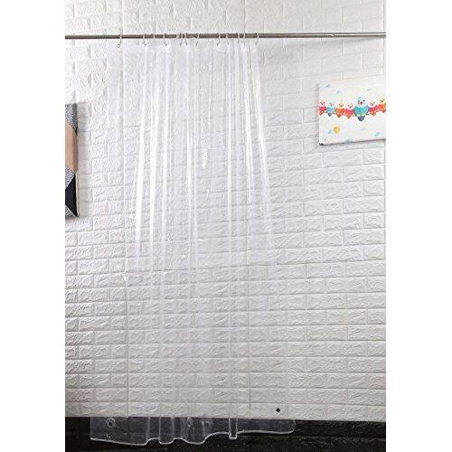 180cm Wide x 200cm Long MildewProof Shower Curtain Liner Clear Eco PEVA 8 Gauge Waterproof Bathroom Curtain Weighted With 12 Hooks