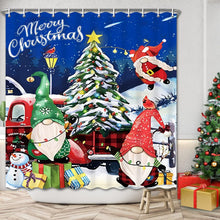 180x 180cm Christmas Shower Curtain, Christmas Dwarf Shower Curtain with Hooks, Red Truck Christmas Tree Snowman Shower Curtain, For Bathroom, Home