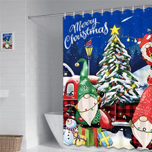 180x 180cm Christmas Shower Curtain, Christmas Dwarf Shower Curtain with Hooks, Red Truck Christmas Tree Snowman Shower Curtain, For Bathroom, Home