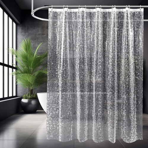 (180x180cm) Cobblestone Shower Curtain Waterproof Washable Anti-Mould Bathroom Curtain