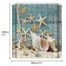 180x180CM Sea Startfish Shower Curtain Conch Digital Printing Waterproof Polyester Shower Curtain