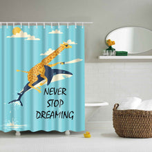 180x180cm The Cartoon Bathroom Fabric Shower Curtain Waterproof Polyester With 12 Hooks