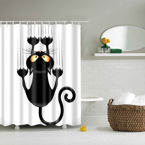 180x180cm The Cartoon Bathroom Fabric Shower Curtain Waterproof Polyester With 12 Hooks