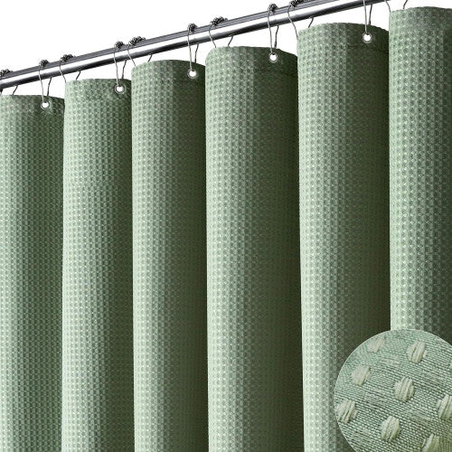 (180x180cm) Waffle Shower Curtain Polyester Green Shower Curtains Waterproof Anti-Mould