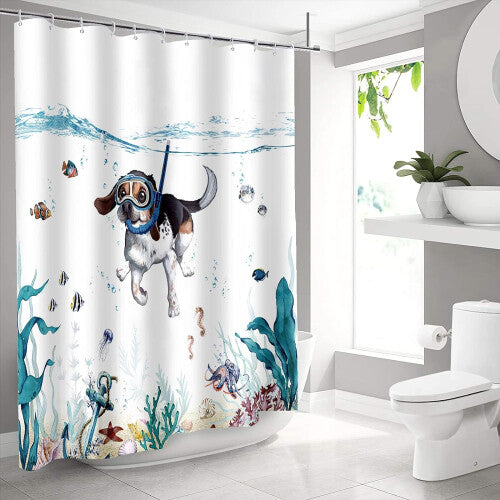 (180x180cm) Waterproof Shower Curtain Polyester Bathroom Curtains Anti Mould with Hooks