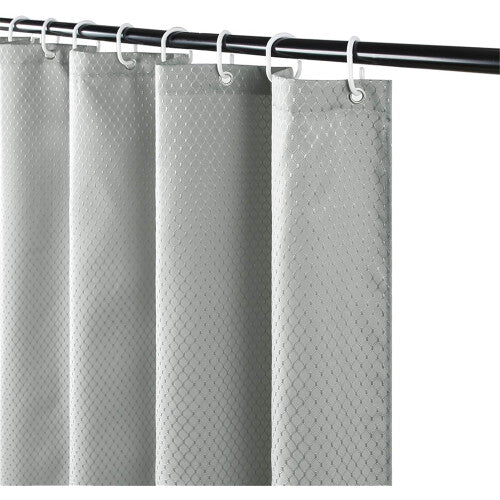 (180x180cm) Waterproof Shower Curtain Waffle Polyester Bathroom Curtains Light Grey with Hooks