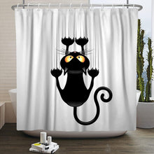 180x198cm Black Cat with Paws Shower Curtain Cute Funny Cat Kitty Bath Curtain White Background Polyester Bathtub Curtain for Bathroom with Hooks