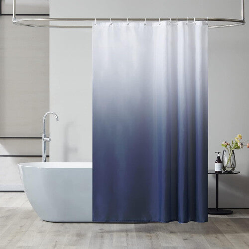 (180x200cm) Gradient Shower Curtain Polyester Shower Curtains Dark Blue Waterproof Anti Mould