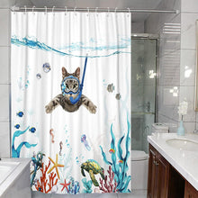 (180x230cm) Diving Kitten Shower Curtain Polyester Shower Curtains Waterproof