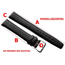 18mm Soft calf leather watch strap band in black with buckle in silver