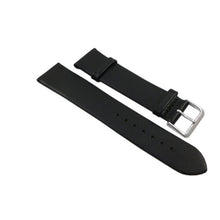 18mm Soft calf leather watch strap band in black with buckle in silver