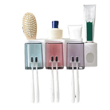 (2 Cups) 2/3/4 Cups Toothbrush Holder Wall Hanging Toothpaste Dispenser Strong Bearing Capacity Toothbrush Holder