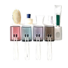 (2 Cups) 2/3/4 Cups Toothbrush Holder Wall Hanging Toothpaste Dispenser Strong Bearing Capacity Toothbrush Holder