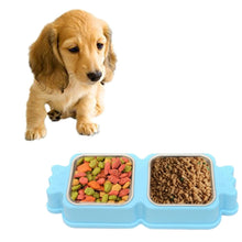 2 in 1 Stainless Steel  Bowls, Anti-slippery Mat Candy Square Shape bowl, Detachable Pets Bowls(Blue)