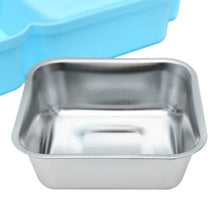 2 in 1 Stainless Steel  Bowls, Anti-slippery Mat Candy Square Shape bowl, Detachable Pets Bowls(Blue)