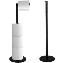 2 in 1 Toilet Paper Holder Black Bathroom Free Standing Tissue Roll Storage Rack