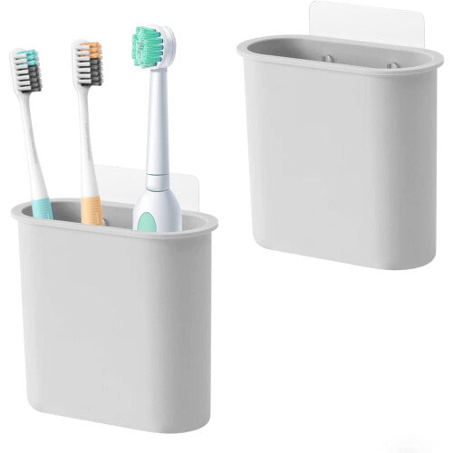 2 Pack Bathroom Wall Mounted Toothbrush Holder - Gray