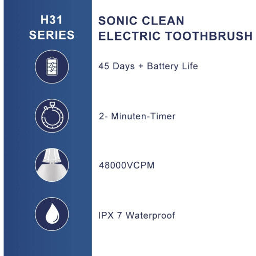 2 Pack Electric Toothbrush, Sonic 48,000VPM Rechargeable Toothbrush