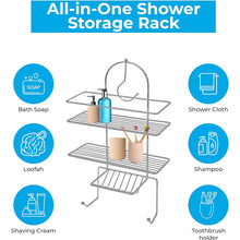 2 Tier Hanging Shower Caddy Organiser - Chrome