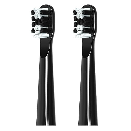 2 x Black Osonic Electric Replacement Brush Heads with Soft Bristles Ideal for Adults and Children Recommended by Dentists Worldwide