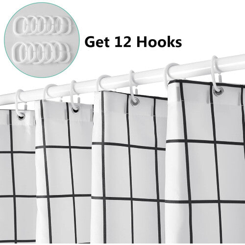 (200x180cm) Waterproof Shower Curtain Resistant Antibacterial Bathroom Curtain with Hooks Mildew