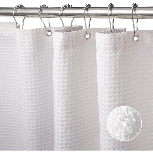 (200x200cm) Waffle Shower Curtain Polyester Bathroom Curtains Waterproof Anti-Mould