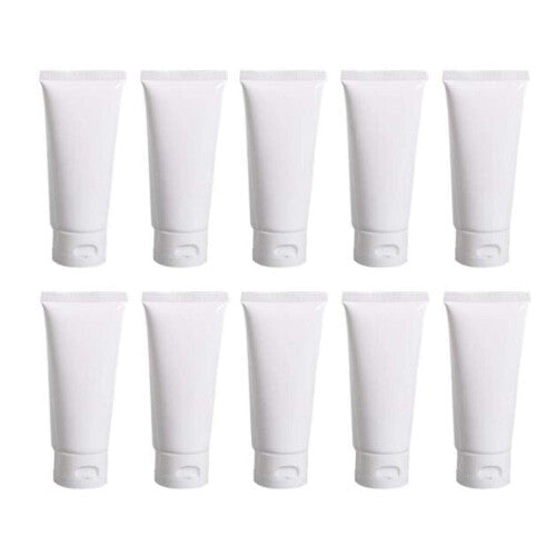 20PCS 100ml Empty Refill White Plastic Cosmetic Lotion Tubes Bottles Shampoo Facial Cleanser Makeup Sample Soft Container Tube Bottle Vial Jar Pot