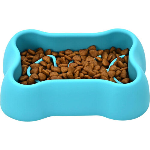 (20X15X5CM, Blue) Slow Feeder Dog Food Bowl Pet Fun Puzzle Feeder