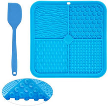 21cm Lick Mat for Dogs With Anti Slip Strong Suctions, 1 Pcs Slow Feeding Dog lick Mats & 1 Spatula - Lick Mat for Dog Puppy and Cat Food (Blue)