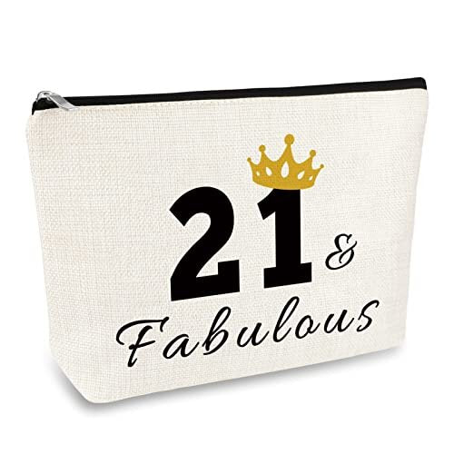 21st Birthday Gifts for Girls Women Makeup Bag 21 Year Old Birthday Gifts for Daughter Niece Sister Best Friend Girlfriend Coworkers Cosmetic Bag