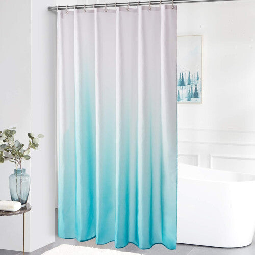 (240x200cm) Blue Shower Curtain Polyester Bath Curtain Gradient Waterproof Washable