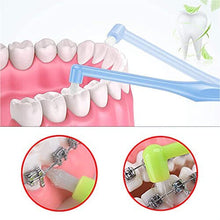 2pcs Interspace Toothbrush Soft Trim Single Tufted Wisdom Toothbrush for Detail Cleaning and Orthodontic Braces (Green and Blue)