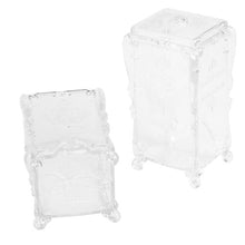 2Pcs Makeup Cotton Pad Organizer Butterfly Fancy Storage Box for Nail Art Wipe Cotton Makeup Tools, Transparent White