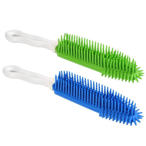 2Pcs Pet Hair Remove Brush, Best Car & Auto Detailing Brush Portable Dogs Cats Hair&Lint Remover Brush (Blue and Green)