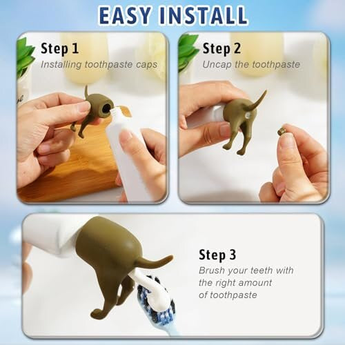 2Pcs Pooping Toothpaste Cap, Funny Pooping Dog Butt Toothpaste Topper, Creative Toothpaste Dispenser, Portable Dust Proof Reusable Toothpaste Squeezer